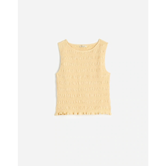 Madewell Tops - NWT Madewell Smocked Boatneck Tank size XS in yellow